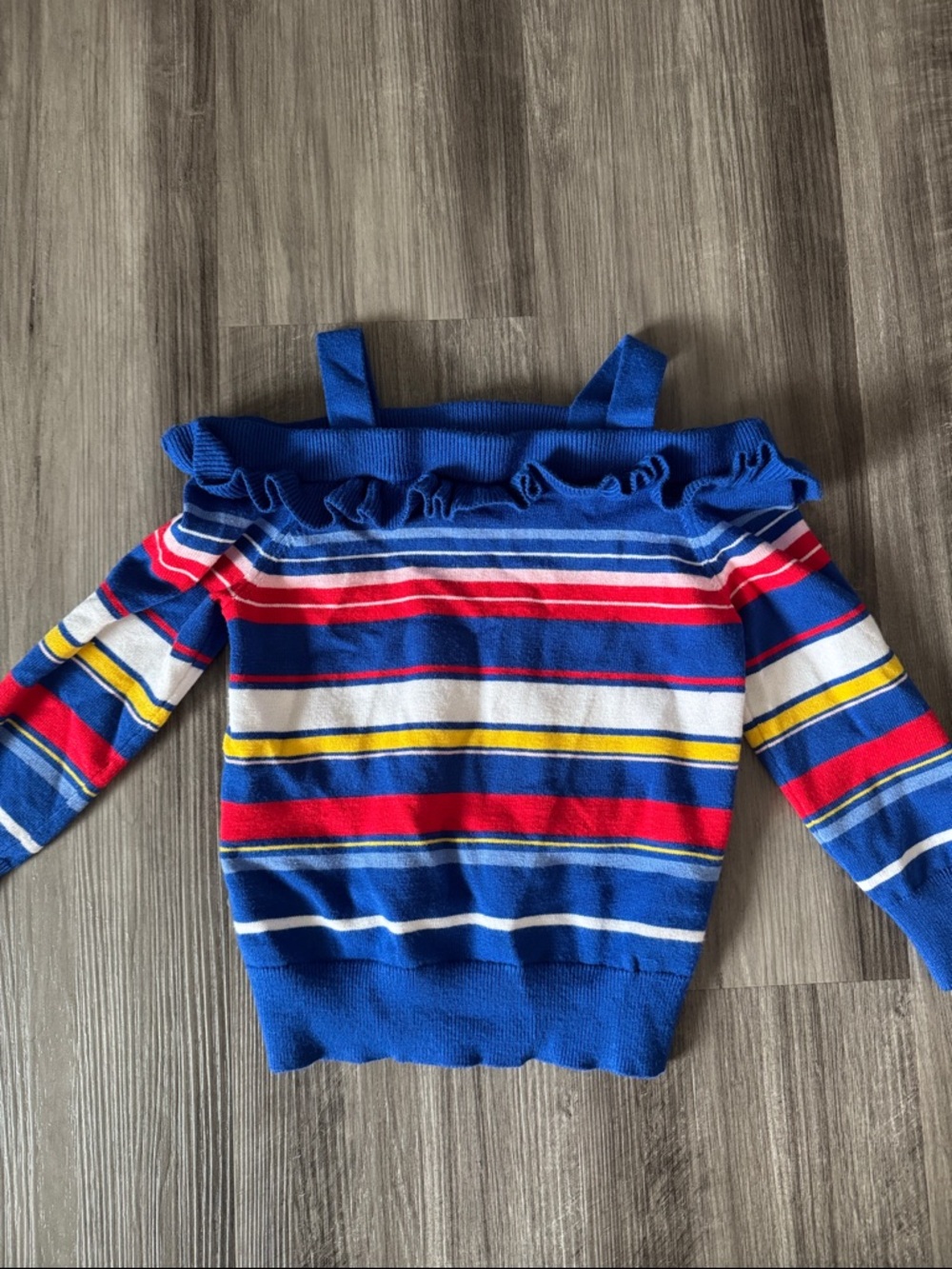 NEW Janie and Jack 3 sweater off shoulder toddler 3T blue striped girls ruffle